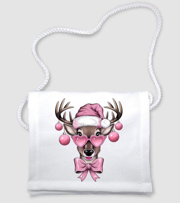 Pink Xmas Reindeer model alb pe tricou