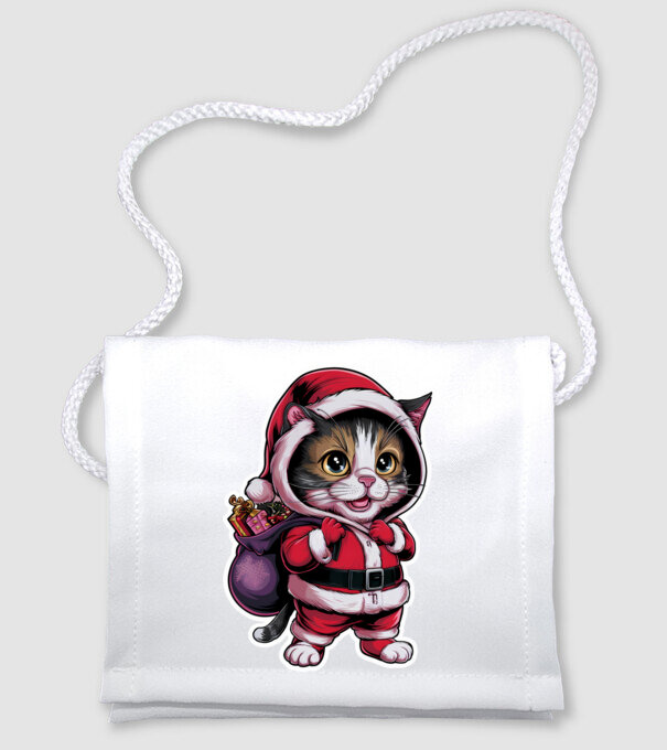 Santa Cat model alb pe tricou