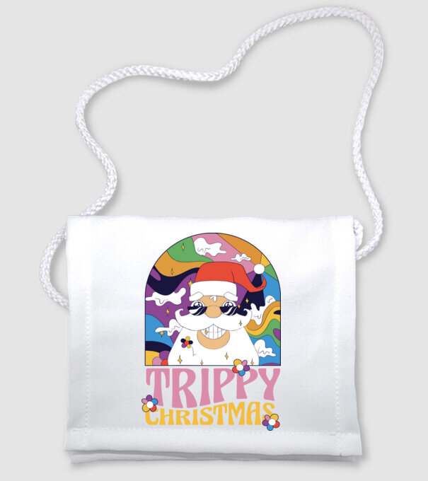 Trippy Christmas model alb pe tricou