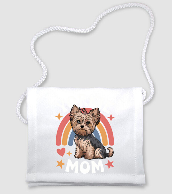 Yorkie Mom Negru model alb pe tricou
