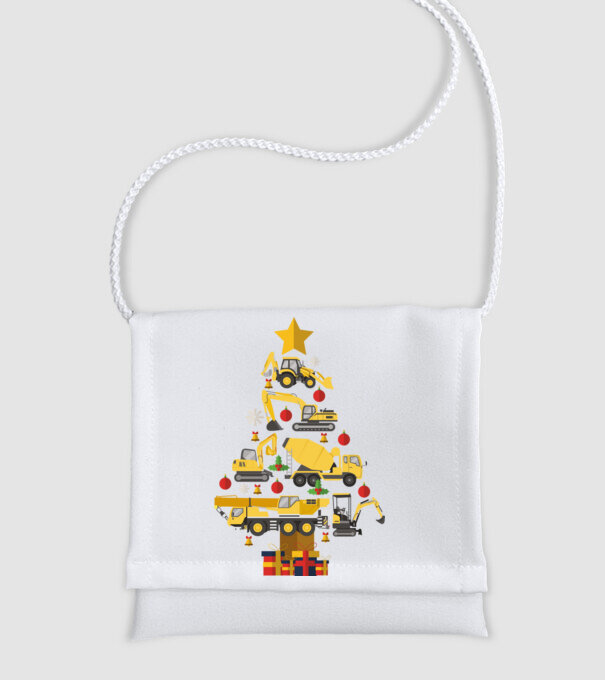 Construcția vehiculului pom de Crăciun model alb pe tricou