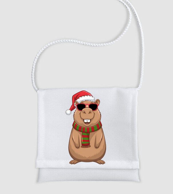 Crăciunul capybara model alb pe tricou