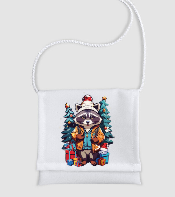 Crăciunul ratonilor model alb pe tricou
