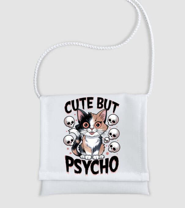 Cute, but Psycho pisică Alb model alb pe tricou