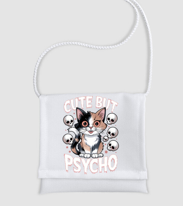 Cute, but Psycho pisică Negru model alb pe tricou