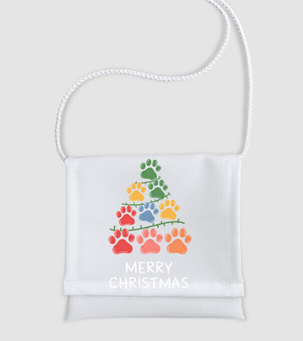 Merry Christmas Paws Negru model alb pe tricou