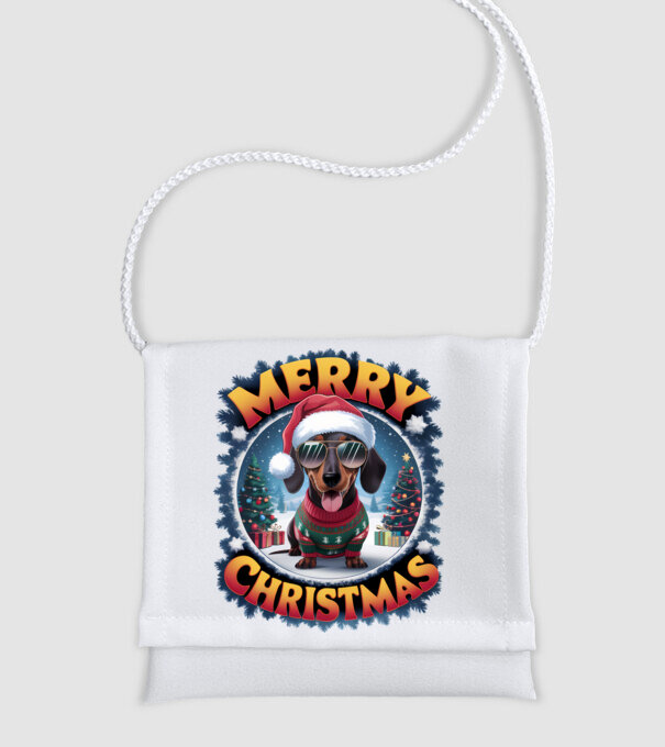 Merry Christmas Teckel model alb pe tricou