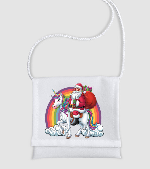 Moș Crăciun cool pe un unicorn 2 model alb pe tricou