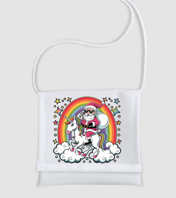 Moș Crăciun cool pe un unicorn model alb pe tricou