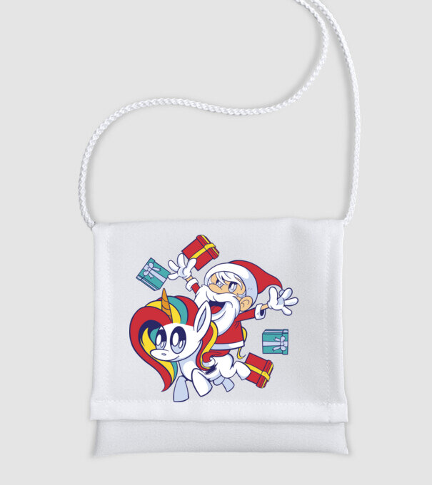 Moș Crăciun pe un unicorn model alb pe tricou