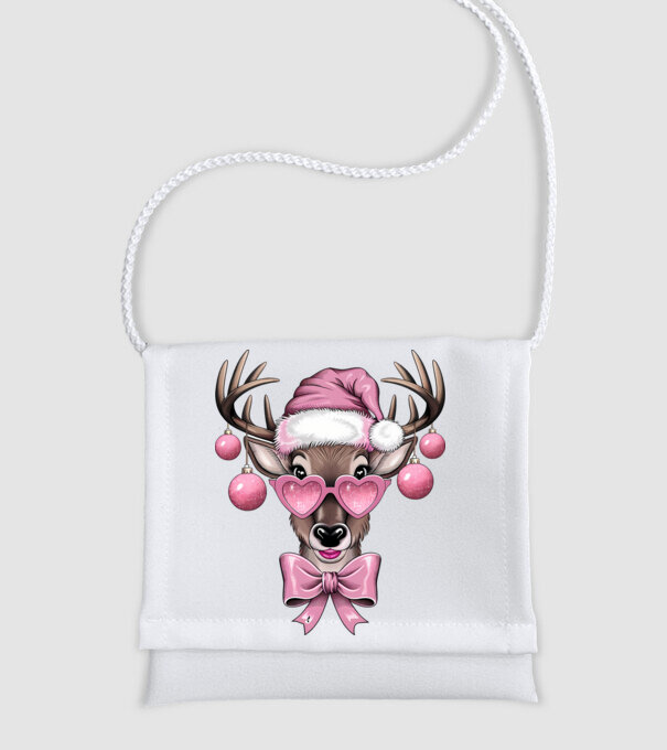 Pink Xmas Reindeer model alb pe tricou