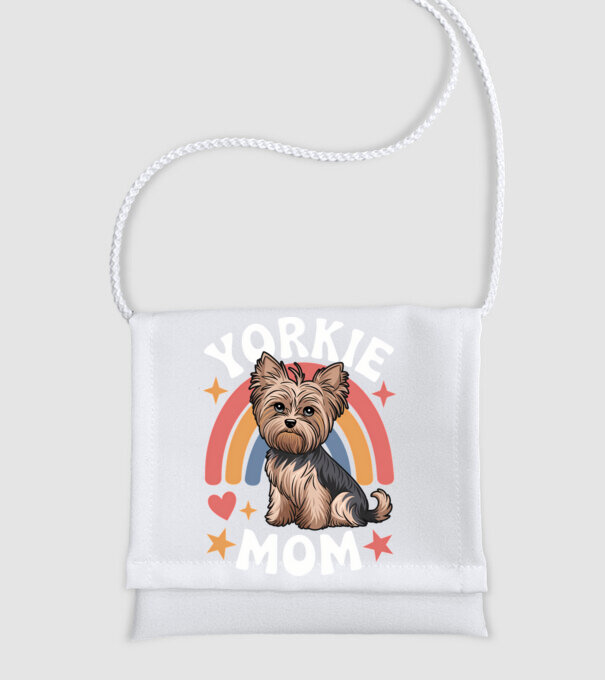 Yorkie Mom Negru model alb pe tricou