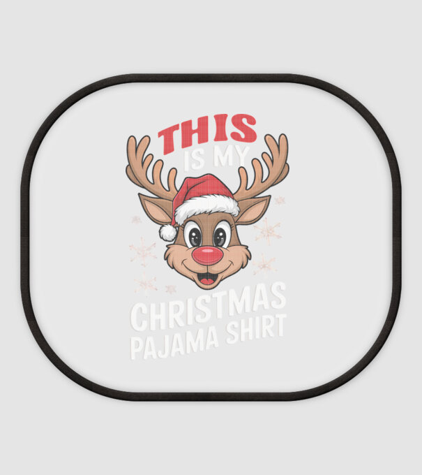 Christmas Pajama Reindeer Negru model alb pe tricou