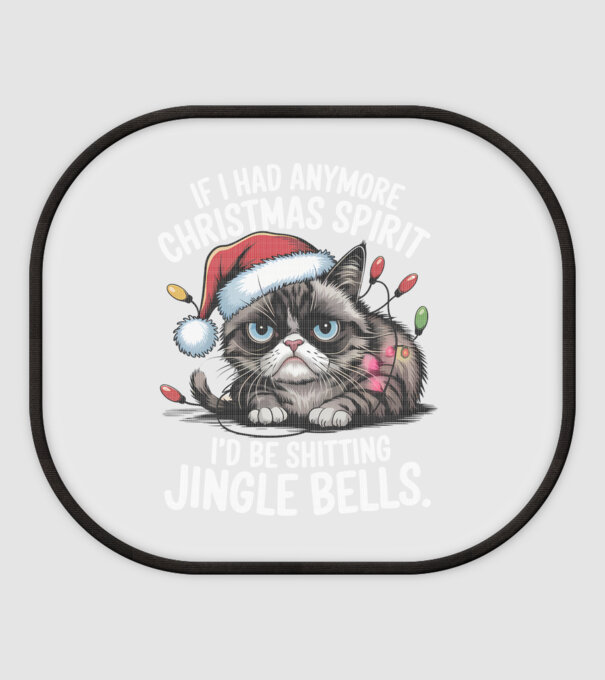 Christmas Spirit Grumpy Cat Negru model alb pe tricou