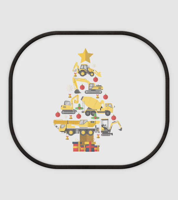 Construcția vehiculului pom de Crăciun model alb pe tricou