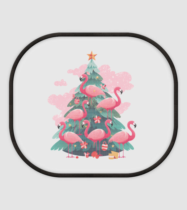 flamingo pom de Crăciun model alb pe tricou