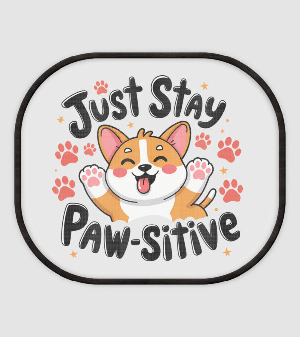 Just Stay Paw-sitive Alb model alb pe tricou