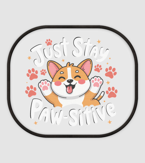 Just Stay Paw-sitive Negru model alb pe tricou