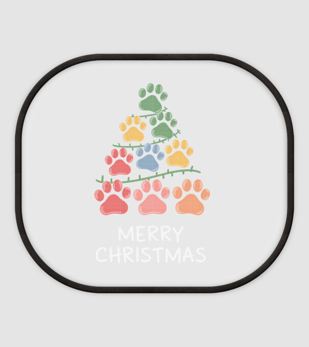 Merry Christmas Paws Negru model alb pe tricou