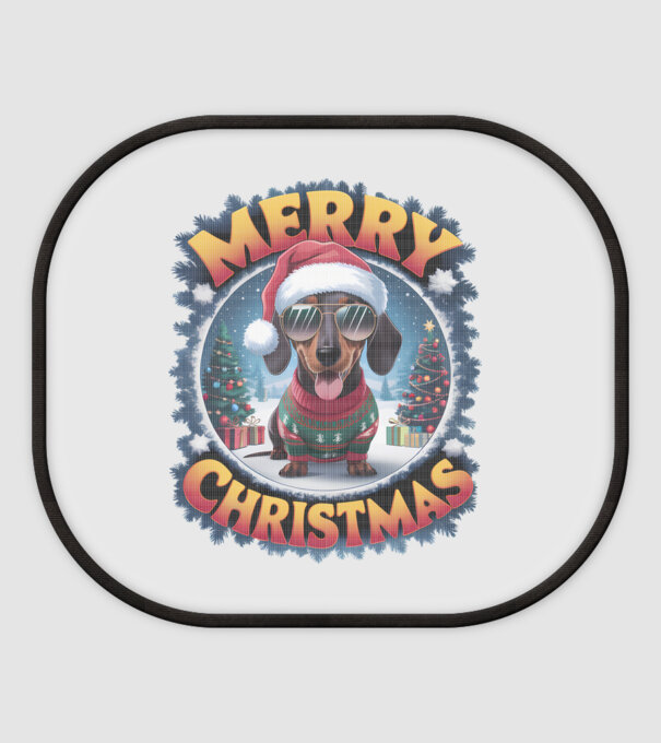 Merry Christmas Teckel model alb pe tricou