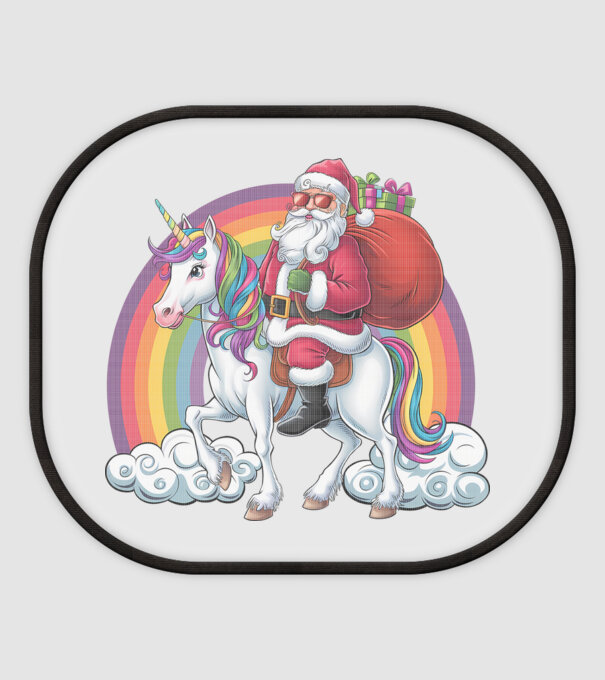 Moș Crăciun cool pe un unicorn 2 model alb pe tricou
