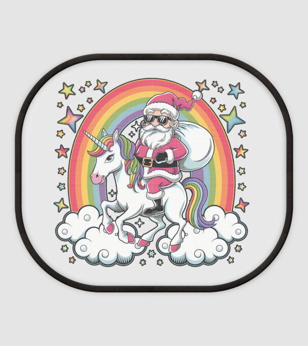 Moș Crăciun cool pe un unicorn model alb pe tricou