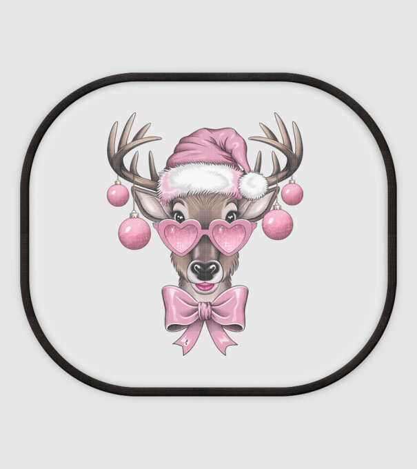 Pink Xmas Reindeer model alb pe tricou