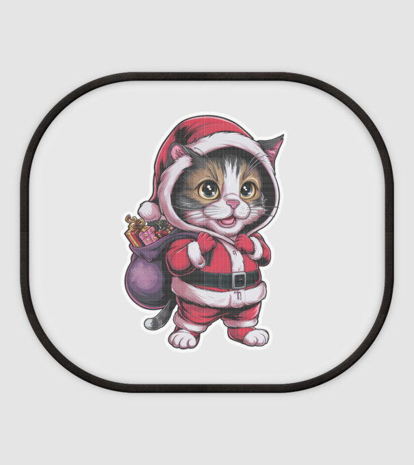 Santa Cat model alb pe tricou