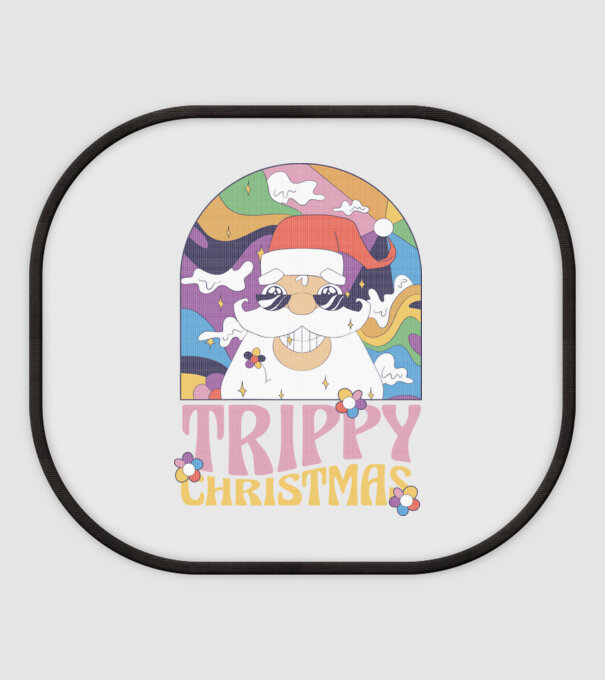 Trippy Christmas model alb pe tricou