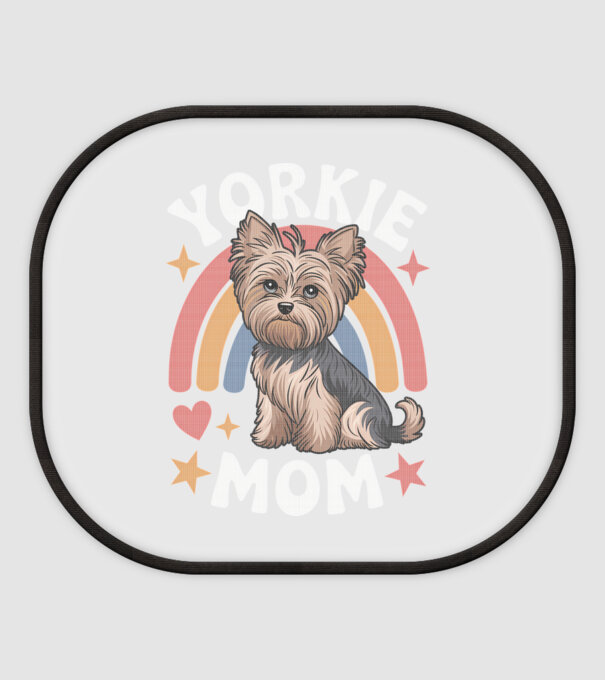 Yorkie Mom Negru model alb pe tricou