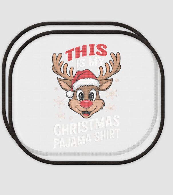 Christmas Pajama Reindeer Negru model alb pe tricou