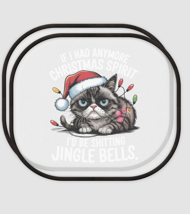 Christmas Spirit Grumpy Cat Negru model alb pe tricou