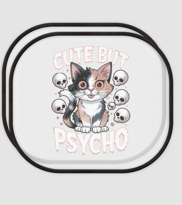 Cute, but Psycho pisică Negru model alb pe tricou