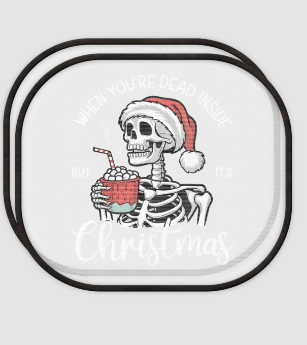 Dead inside, but it's christmas Negru model alb pe tricou