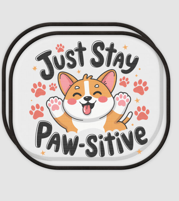 Just Stay Paw-sitive Alb model alb pe tricou