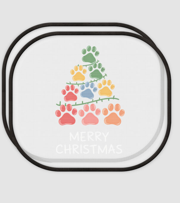 Merry Christmas Paws Negru model alb pe tricou