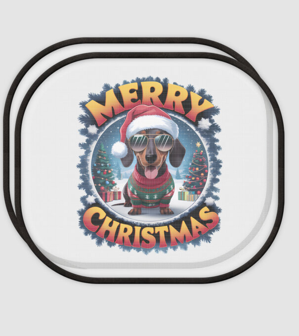 Merry Christmas Teckel model alb pe tricou