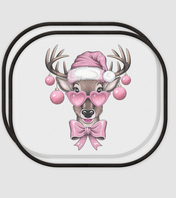 Pink Xmas Reindeer model alb pe tricou
