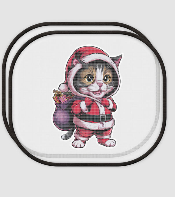 Santa Cat model alb pe tricou