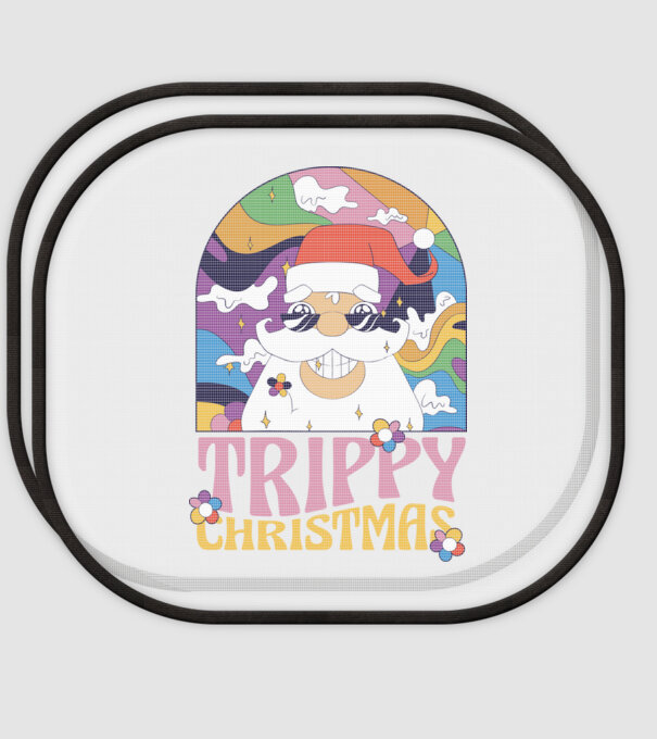 Trippy Christmas model alb pe tricou
