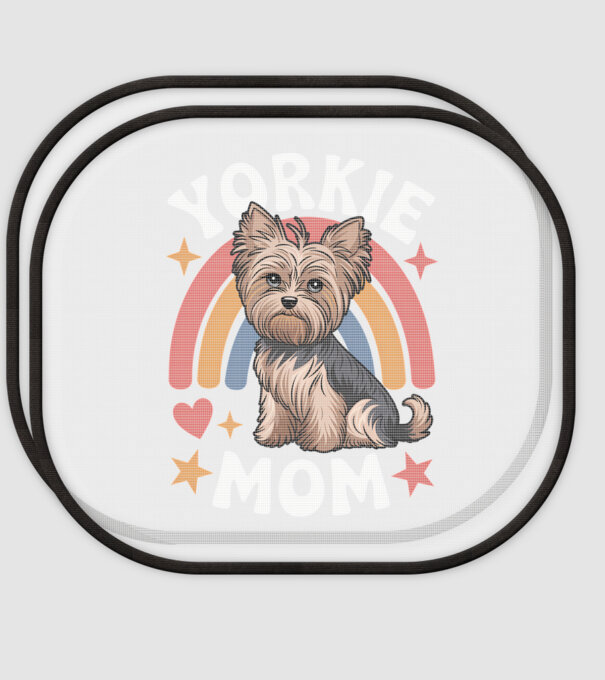 Yorkie Mom Negru model alb pe tricou