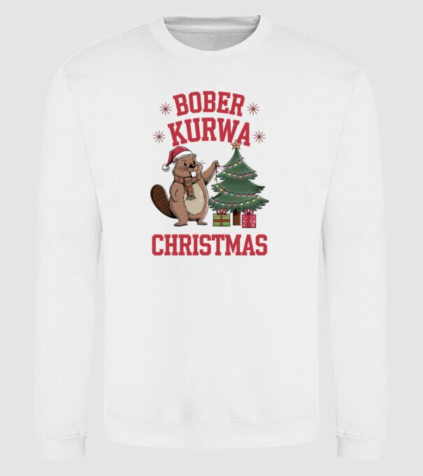Bober Kurwa Christmas 3 model alb pe tricou