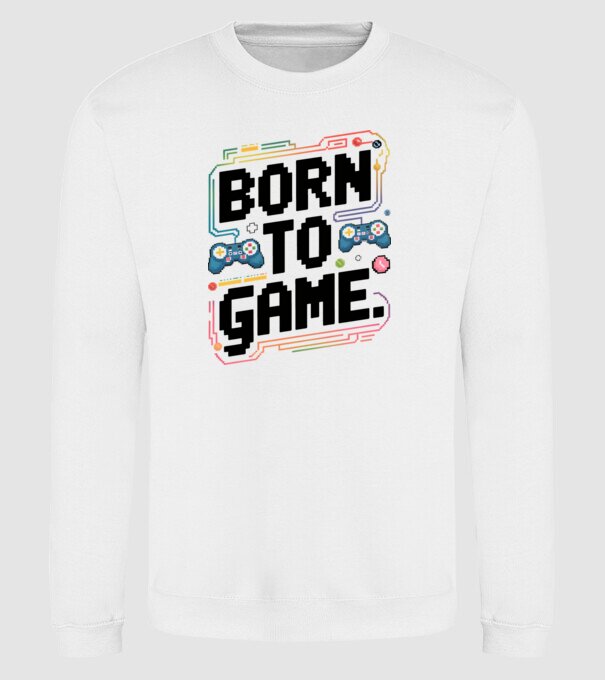 Born to Game Pixel Alb model alb pe tricou