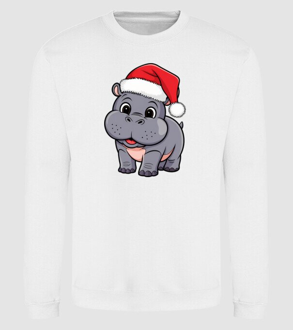 Crăciun Hippo model alb pe tricou