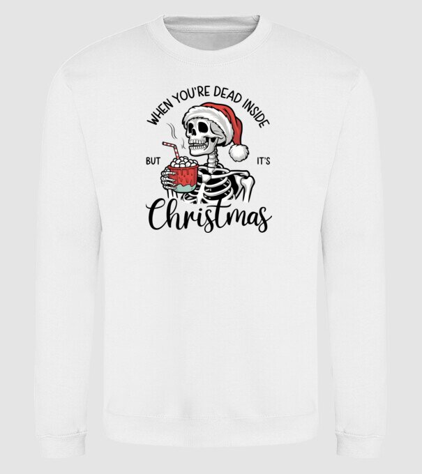 Dead inside, but it's christmas Alb model alb pe tricou