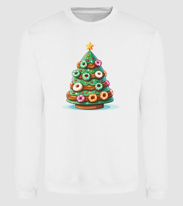 Doughnut pom de Crăciun model alb pe tricou