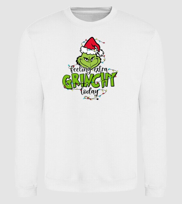 Feeling extra Grinchy today model alb pe tricou
