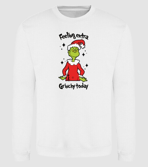 Feeling extra Grinchy today model alb pe tricou