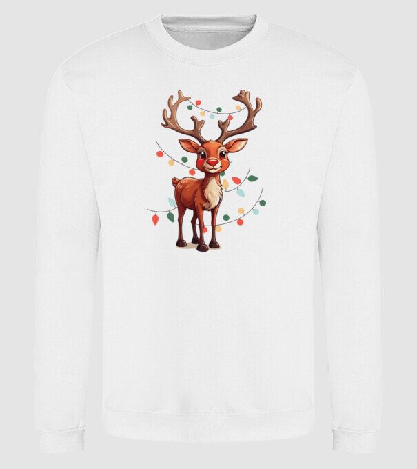Festive Rudolph model alb pe tricou