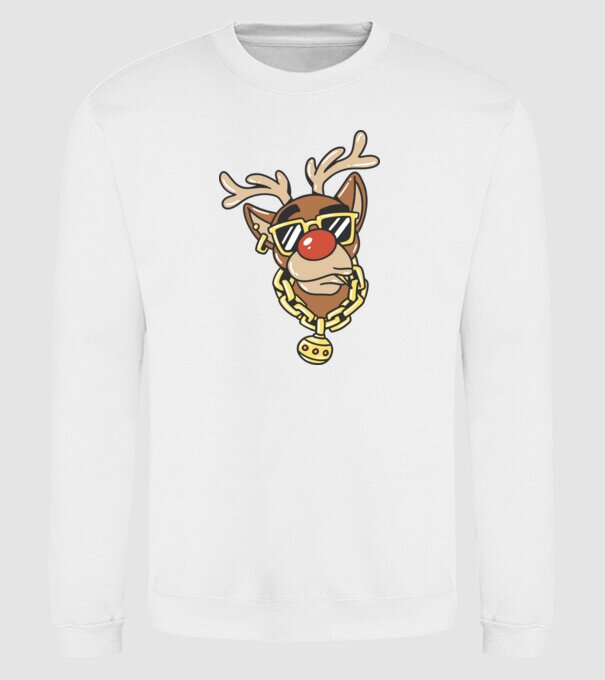 Gangster Reindeer model alb pe tricou